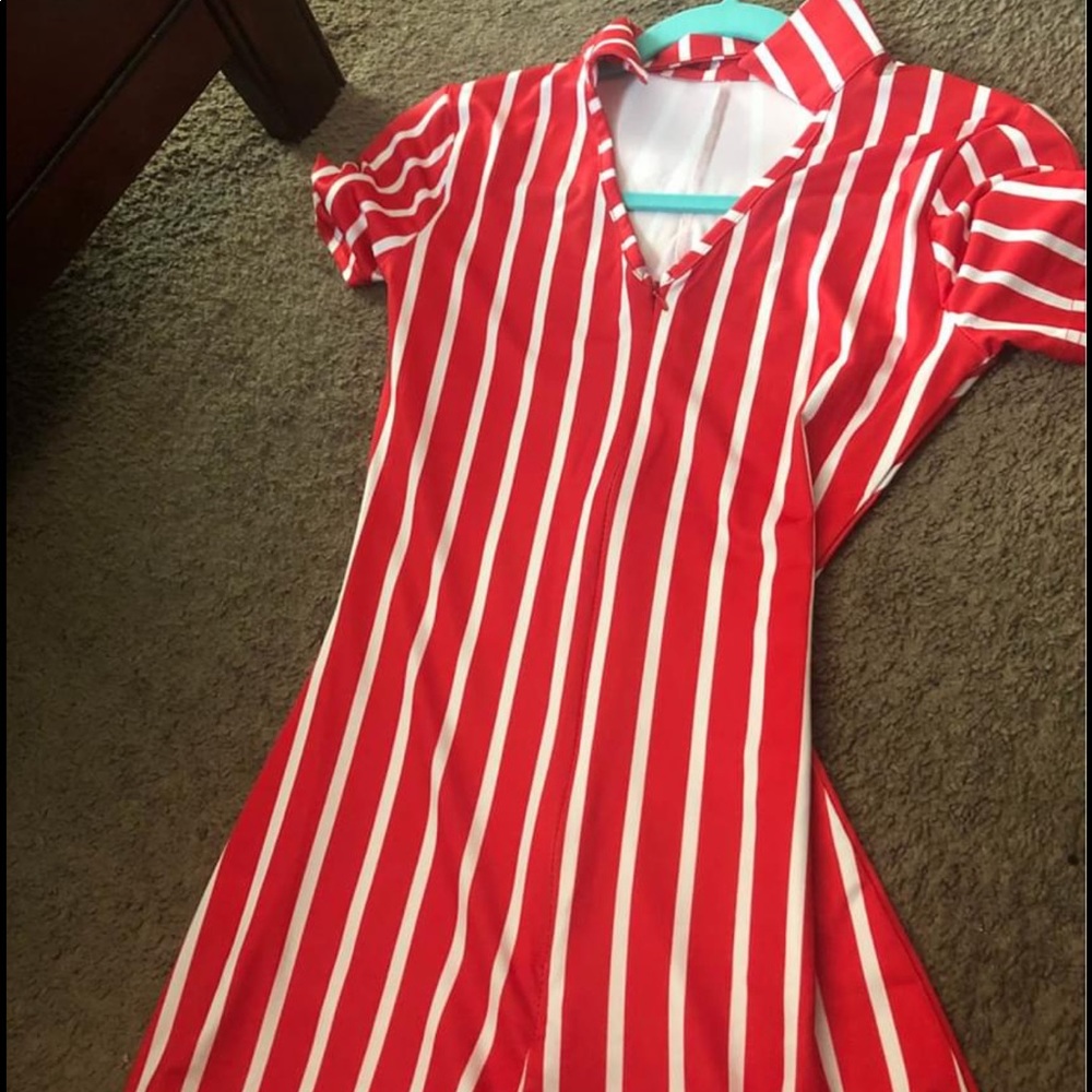 Red and white stripes romper